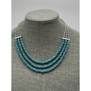Lucky Brand Necklace Blue Beads 18” + 1.5” Multi Strands